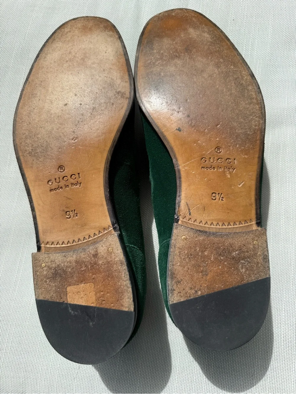Men's Vintage Green Suede Bit Loafers Size 9.5